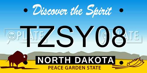 TZSY08 North Dakota License Plate