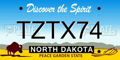TZTX74 North Dakota License Plate