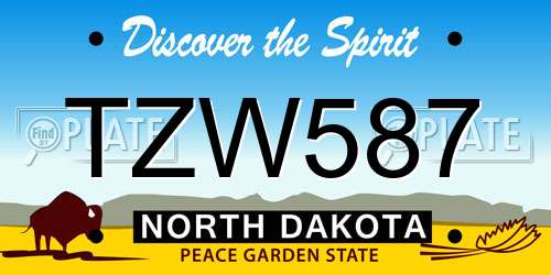 TZW587 North Dakota License Plate