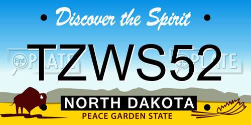 TZWS52 North Dakota License Plate