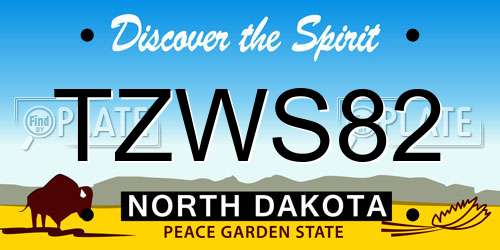 TZWS82 North Dakota License Plate