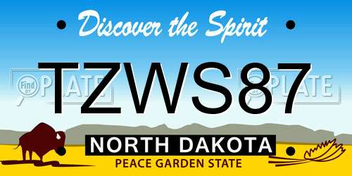 TZWS87 North Dakota License Plate