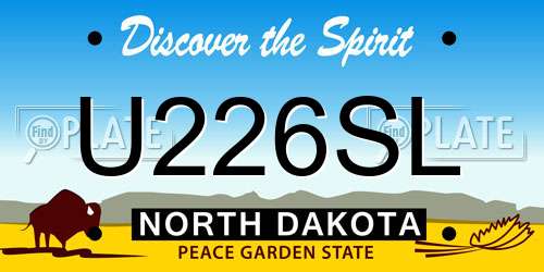 U226SL North Dakota License Plate