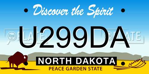 U299DA North Dakota License Plate