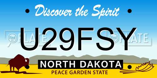 U29FSY North Dakota License Plate