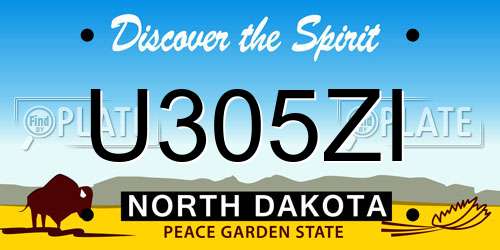 U305ZI North Dakota License Plate