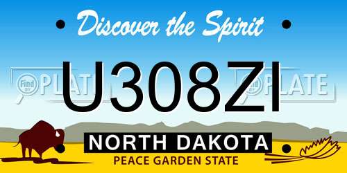 U308ZI North Dakota License Plate