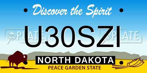 U30SZI North Dakota License Plate