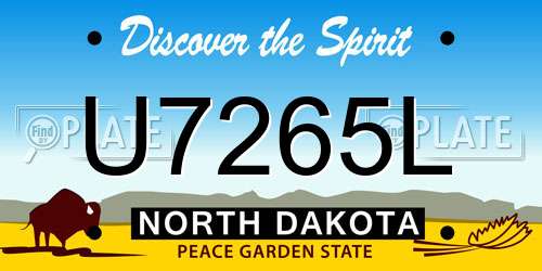 U7265L North Dakota License Plate