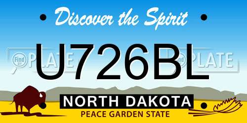 U726BL North Dakota License Plate