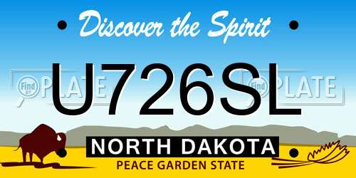 U726SL North Dakota License Plate