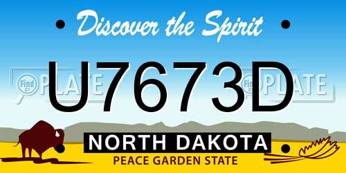 U7673D North Dakota License Plate