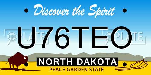 U76TEO North Dakota License Plate