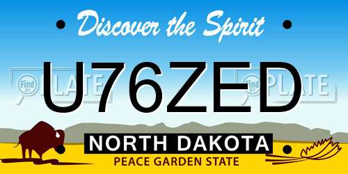 U76ZED North Dakota License Plate