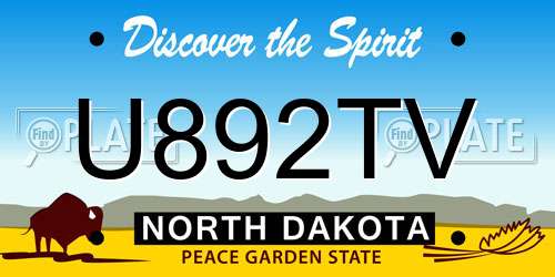U892TV North Dakota License Plate