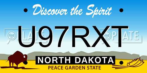 U97RXT North Dakota License Plate