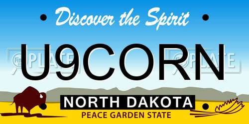 U9CORN North Dakota License Plate
