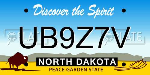 UB9Z7V North Dakota License Plate