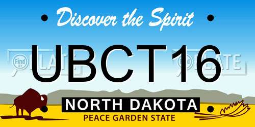UBCT16 North Dakota License Plate