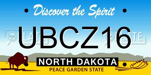 UBCZ16 North Dakota License Plate