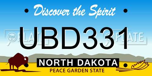 UBD331 North Dakota License Plate