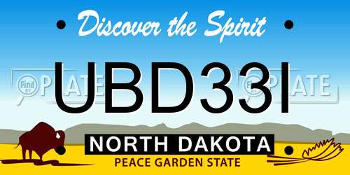 UBD33I North Dakota License Plate
