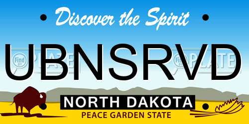 UBNSRVD North Dakota License Plate