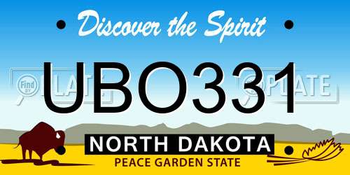 UBO331 North Dakota License Plate