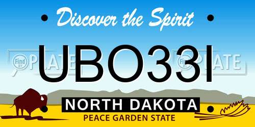 UBO33I North Dakota License Plate