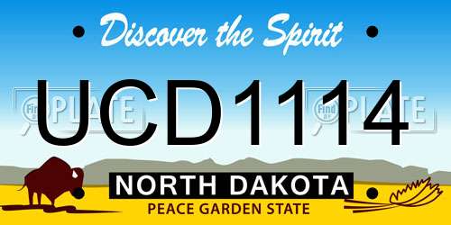 UCD1114 North Dakota License Plate