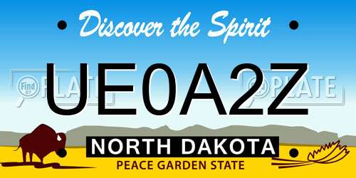 UE0A2Z North Dakota License Plate
