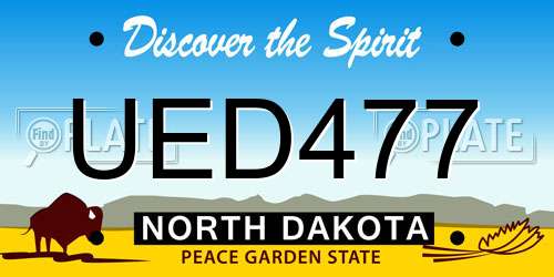 UED477 North Dakota License Plate