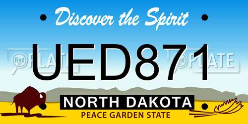 UED871 North Dakota License Plate