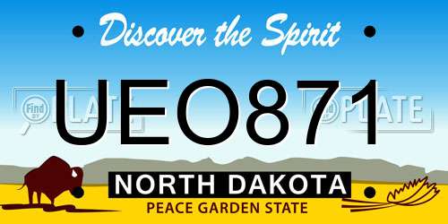 UEO871 North Dakota License Plate
