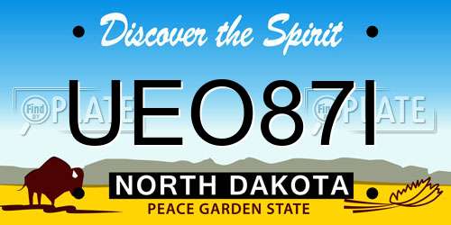 UEO87I North Dakota License Plate