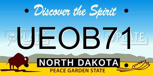 UEOB71 North Dakota License Plate