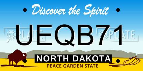 UEQB71 North Dakota License Plate
