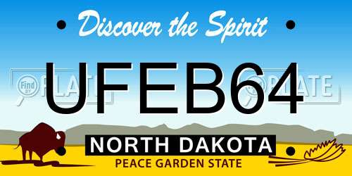 UFEB64 North Dakota License Plate