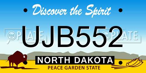 UJB552 North Dakota License Plate