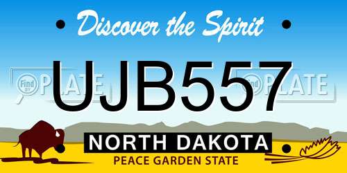 UJB557 North Dakota License Plate