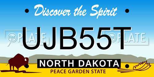 UJB55T North Dakota License Plate