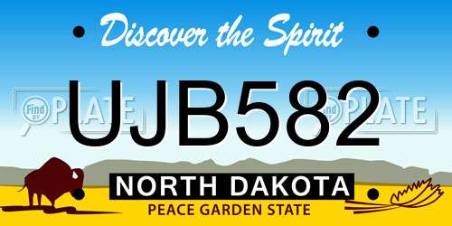 UJB582 North Dakota License Plate