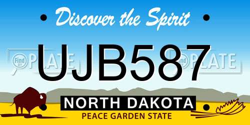 UJB587 North Dakota License Plate