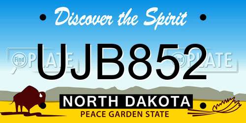 UJB852 North Dakota License Plate