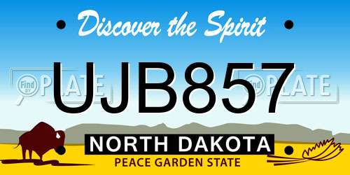 UJB857 North Dakota License Plate