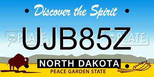 UJB85Z North Dakota License Plate