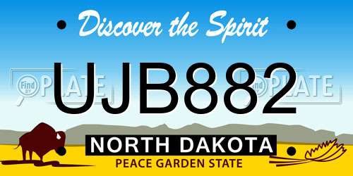 UJB882 North Dakota License Plate