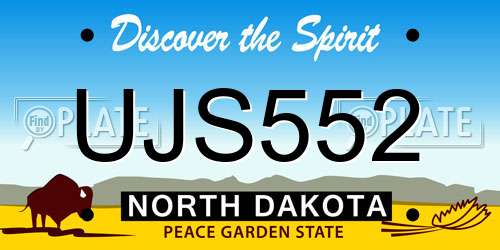 UJS552 North Dakota License Plate