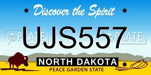UJS557 North Dakota License Plate