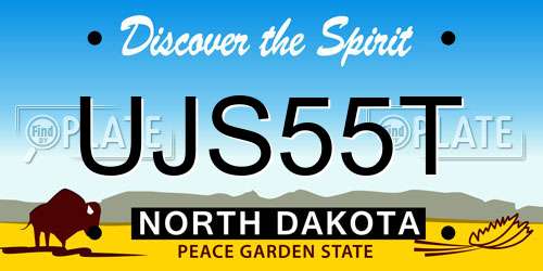 UJS55T North Dakota License Plate